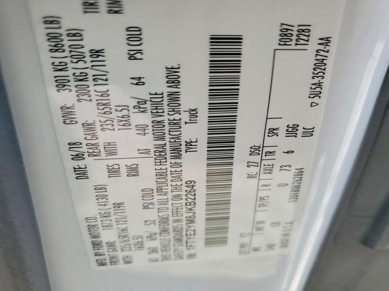 Продаж на аукціоні авто 2018 Ford Transit, vin: 1FTYE2YM8JKB22649, номер лоту: 58794276