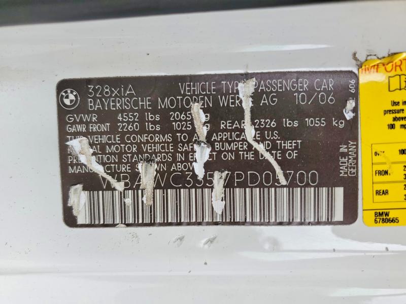 58037916 :رقم المزاد ، WBAWC33517PD05700 vin ، 2007 Bmw 328 مزاد بيع