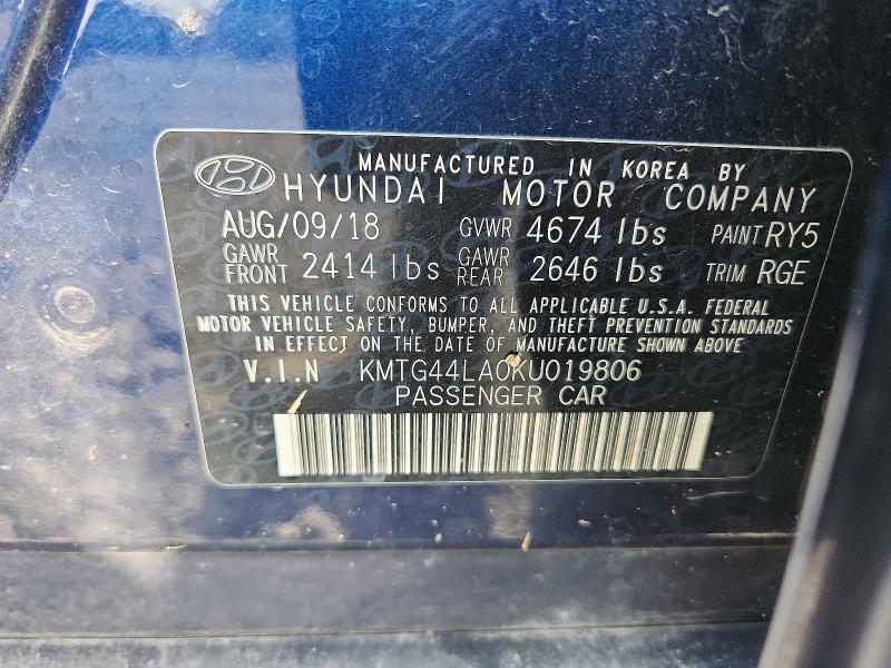 58761196 :رقم المزاد ، KMTG44LA0KU019806 vin ، 2019 Genesis G70 مزاد بيع