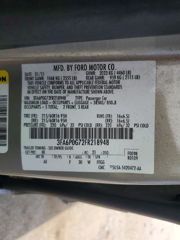 Продаж на аукціоні авто 2015 Ford Fusion, vin: 3FA6P0G72FR218948, номер лоту: 55418616