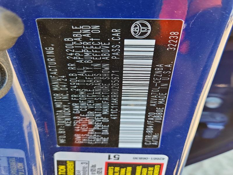 2024 Toyota Camry მანქანა იყიდება აუქციონზე, vin: 4T1C11AK8RU265671, აუქციონის ნომერი: 55724486