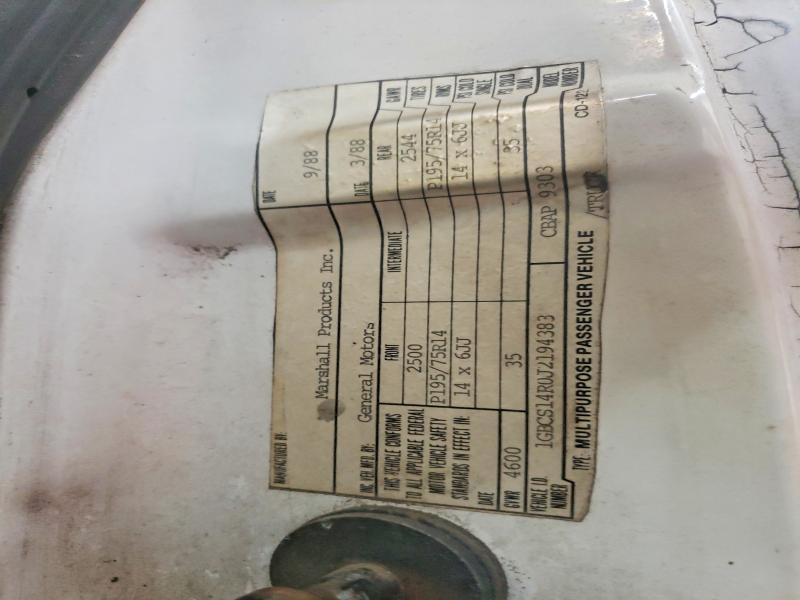 1988 Chevrolet S Truck მანქანა იყიდება აუქციონზე, vin: 1GBCS14R0J2194383, აუქციონის ნომერი: 59253996