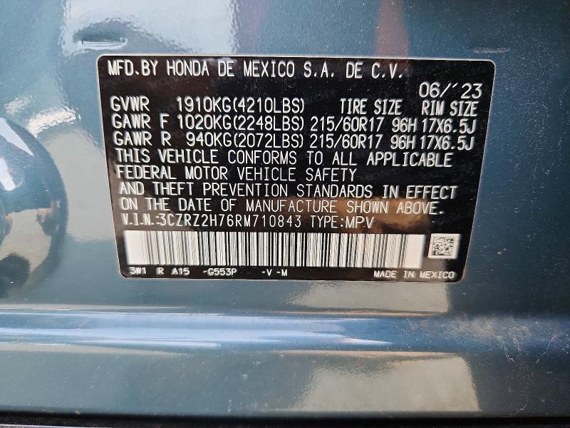 Продажа на аукционе авто 2024 Honda Hr-v, vin: 3CZRZ2H76RM710843, номер лота: 57856806