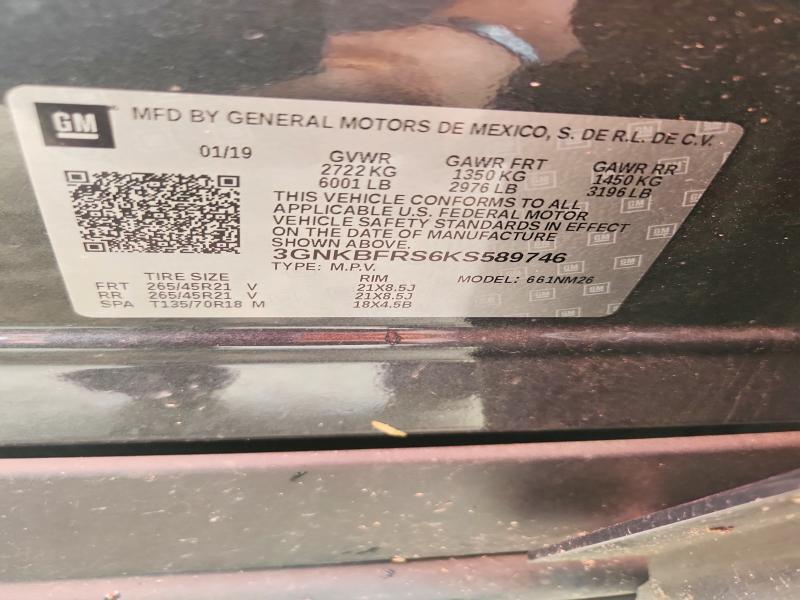 58575186 :رقم المزاد ، 3GNKBFRS6KS589746 vin ، 2019 Chevrolet Blazer مزاد بيع