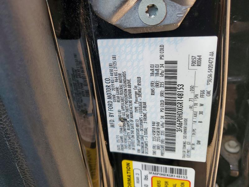 2016 Ford Fusion მანქანა იყიდება აუქციონზე, vin: 3FA6P0HDXGR148153, აუქციონის ნომერი: 58301386