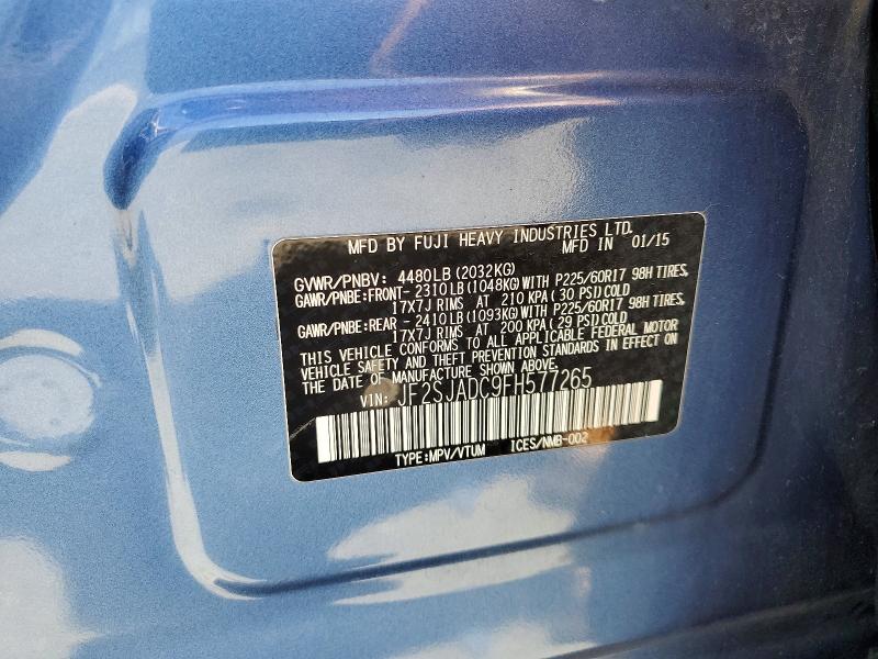 58610946 :رقم المزاد ، JF2SJADC9FH577265 vin ، 2015 Subaru Forester مزاد بيع