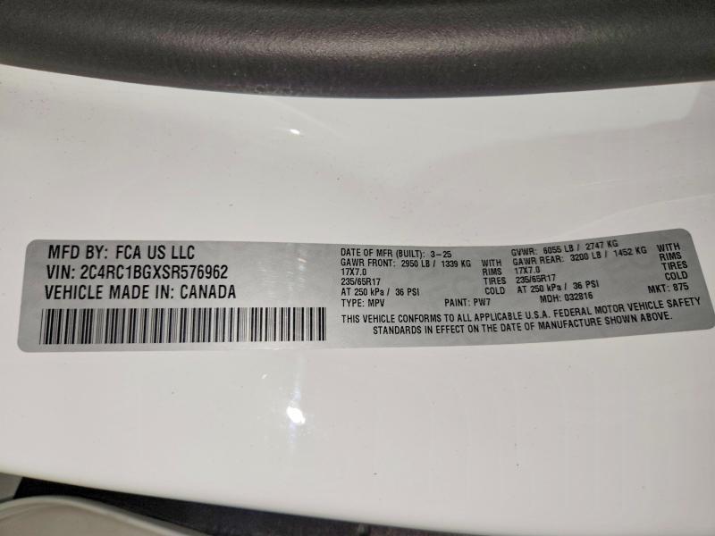 Продаж на аукціоні авто 2025 Chrysler Pacifica, vin: 2C4RC1BGXSR576962, номер лоту: 57362436