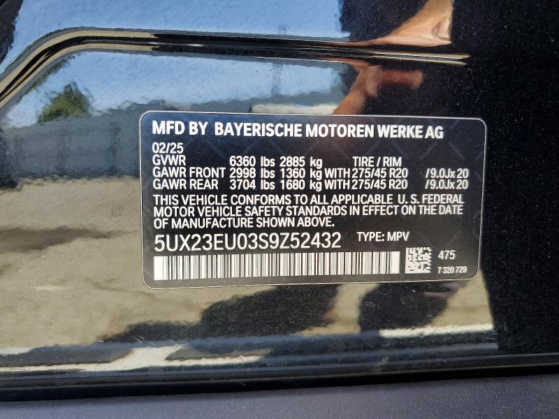 55197476 :رقم المزاد ، 5UX23EU03S9Z52432 vin ، 2025 Bmw X5 مزاد بيع