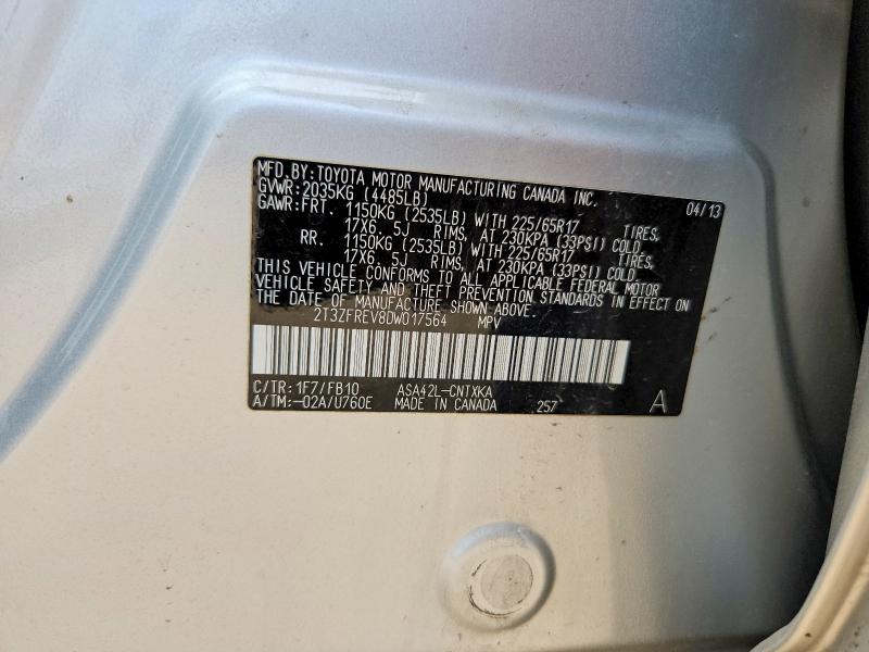 2013 Toyota Rav4 მანქანა იყიდება აუქციონზე, vin: 2T3ZFREV8DW017564, აუქციონის ნომერი: 55840446