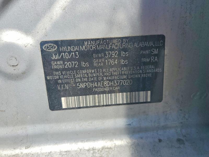 Продаж на аукціоні авто 2013 Hyundai Elantra, vin: 5NPDH4AE8DH377020, номер лоту: 56243956