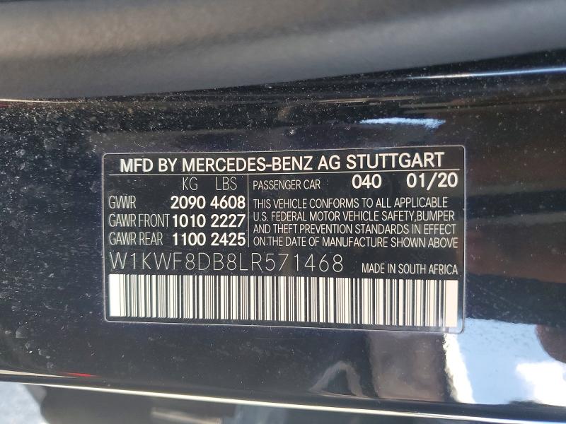 Продажа на аукционе авто 2020 Mercedes-benz C, vin: W1KWF8DB8LR571468, номер лота: 55716206