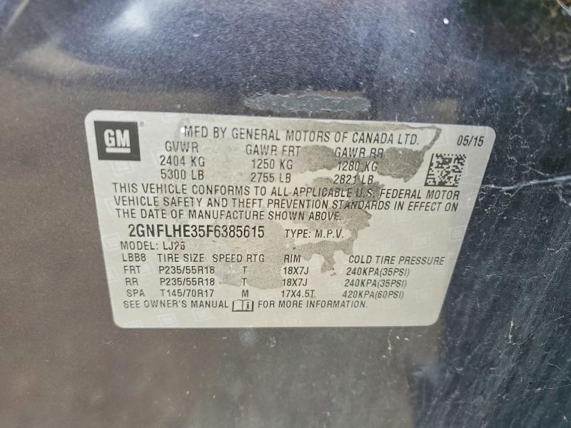 Продажа на аукционе авто 2015 Chevrolet Equinox, vin: 2GNFLHE35F6385615, номер лота: 57527106