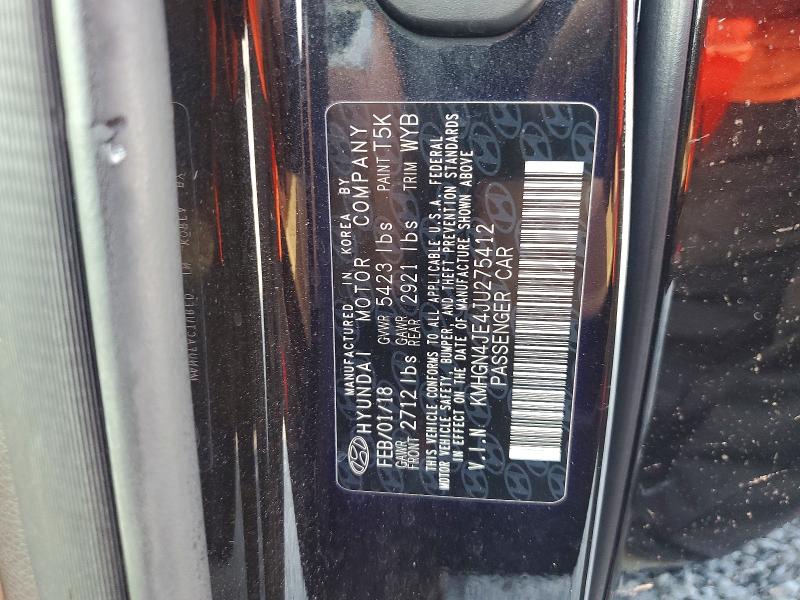 2018 Genesis G80 მანქანა იყიდება აუქციონზე, vin: KMHGN4JE4JU275412, აუქციონის ნომერი: 73344485