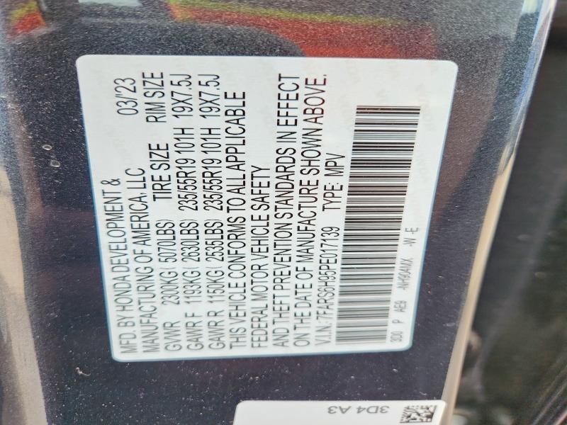 58493516 :رقم المزاد ، 7FARS6H95PE017139 vin ، 2023 Honda Cr-v مزاد بيع