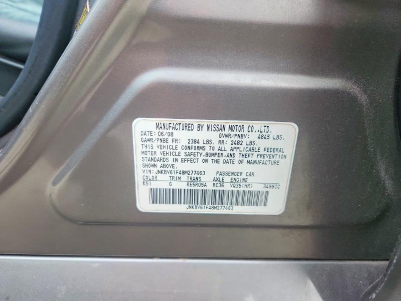 Продаж на аукціоні авто 2008 Infiniti G35, vin: JNKBV61F48M277463, номер лоту: 56538636