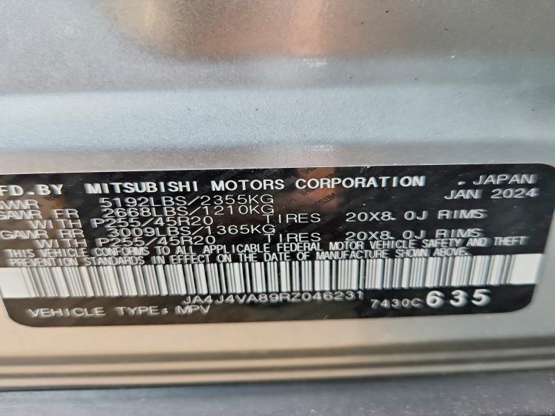 Продаж на аукціоні авто 2024 Mitsubishi Outlander, vin: JA4J4VA89RZ046231, номер лоту: 57993646