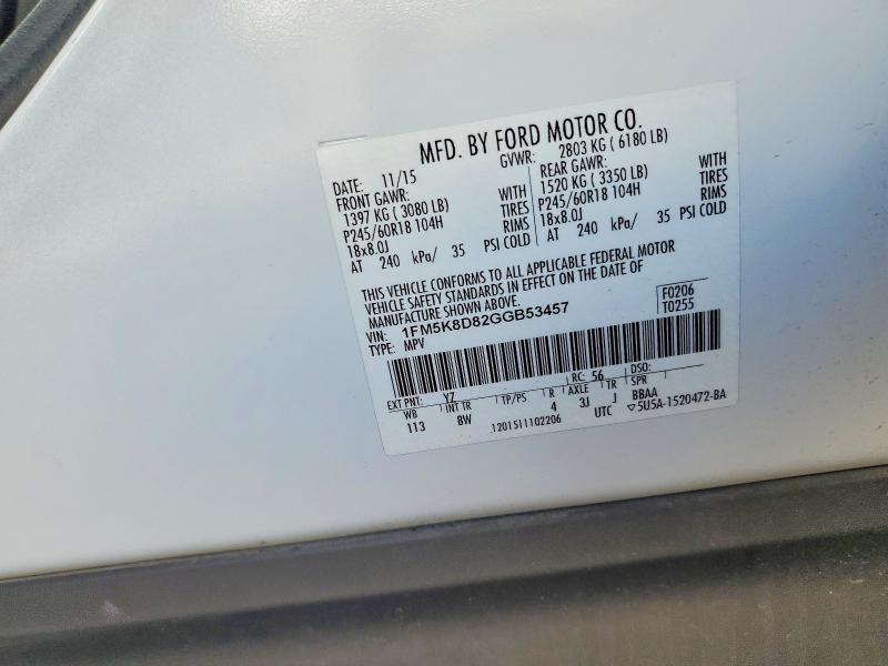 2016 Ford Explorer მანქანა იყიდება აუქციონზე, vin: 1FM5K8D82GGB53457, აუქციონის ნომერი: 56707266