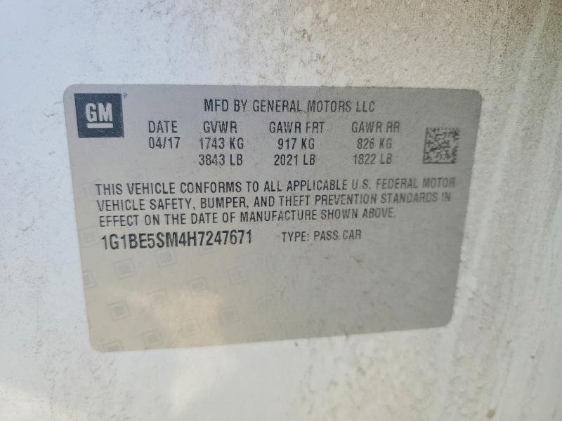 Aukcja sprzedaży 2017 Chevrolet Cruze, vin: 1G1BE5SM4H7247671, numer aukcji: 52165106
