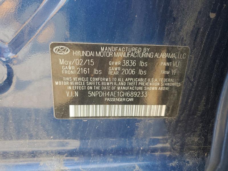 Продажа на аукционе авто 2016 Hyundai Elantra, vin: 5NPDH4AE1GH689233, номер лота: 59534286