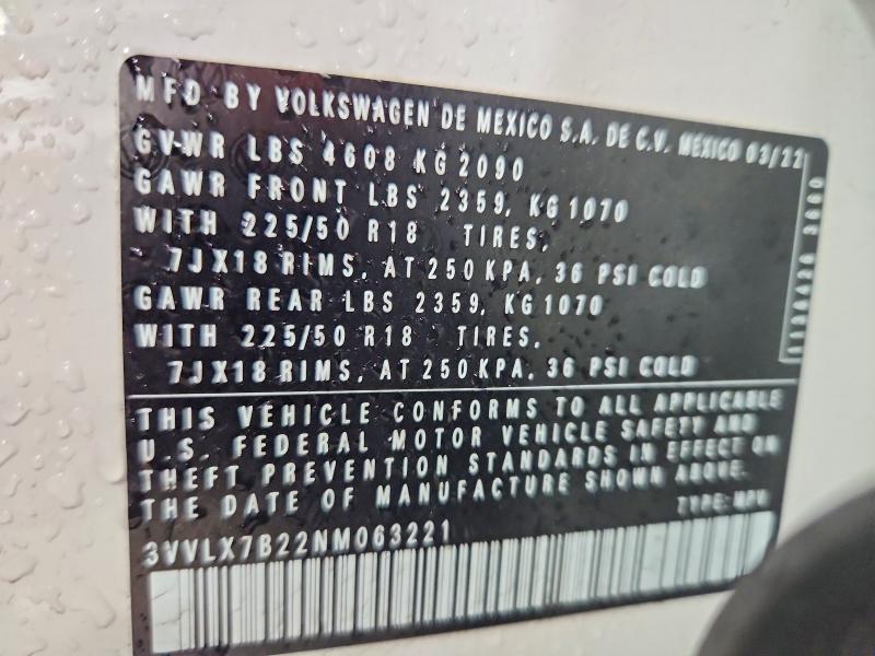 Продаж на аукціоні авто 2022 Volkswagen Taos, vin: 3VVLX7B22NM063221, номер лоту: 56277966