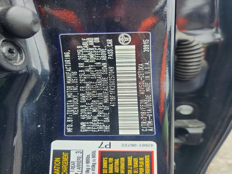 Продажа на аукционе авто 2016 Toyota Camry, vin: 4T1BF1FK2GU257049, номер лота: 57002836
