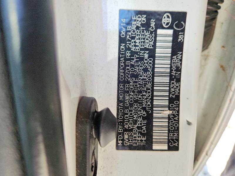 Aukcja sprzedaży 2014 Toyota Prius, vin: JTDKN3DU8E0384500, numer aukcji: 57409766