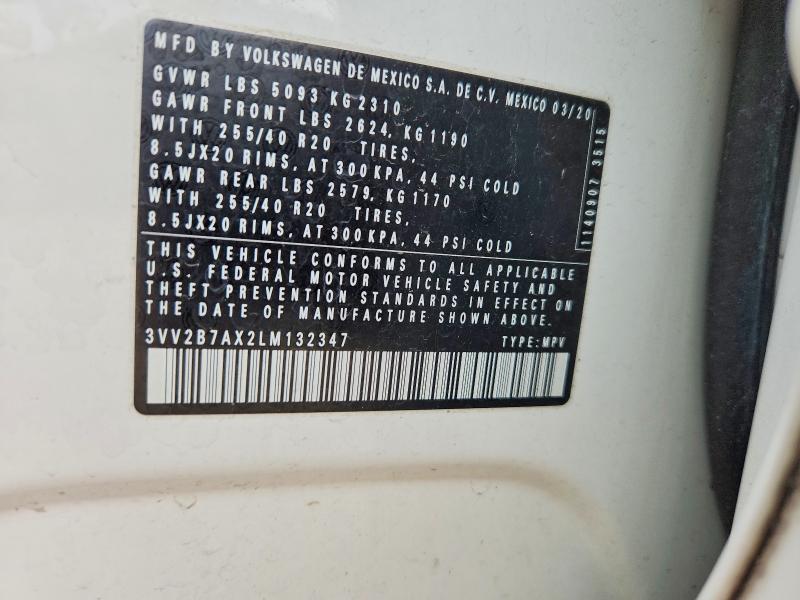 Продаж на аукціоні авто 2020 Volkswagen Tiguan, vin: 3VV2B7AX2LM132347, номер лоту: 58304016