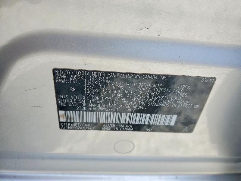 2011 Toyota Rav4 მანქანა იყიდება აუქციონზე, vin: 2T3BF4DV3BW127490, აუქციონის ნომერი: 57933706