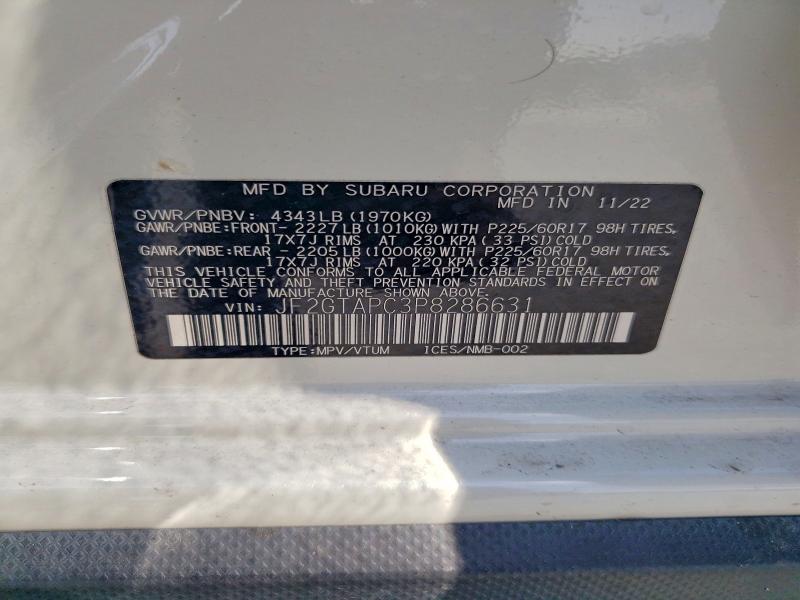Продажа на аукционе авто 2023 Subaru Crosstrek, vin: JF2GTAPC3P8286631, номер лота: 56798876