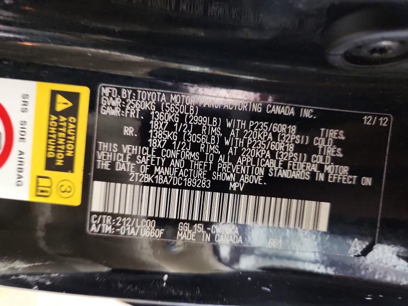 57333626 :رقم المزاد ، 2T2BK1BA7DC189283 vin ، 2013 Lexus Rx 350 مزاد بيع