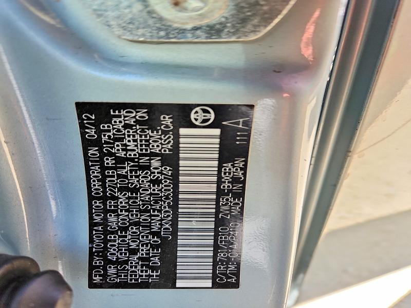 57484226 :رقم المزاد ، JTDKN3DP5C3009749 vin ، 2012 Toyota Prius Plug-in Hybrid مزاد بيع