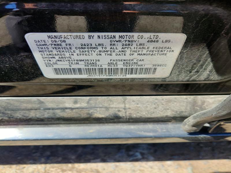 58815596 :رقم المزاد ، JNKCV61F89M353126 vin ، 2009 Infiniti G37 Sedan مزاد بيع
