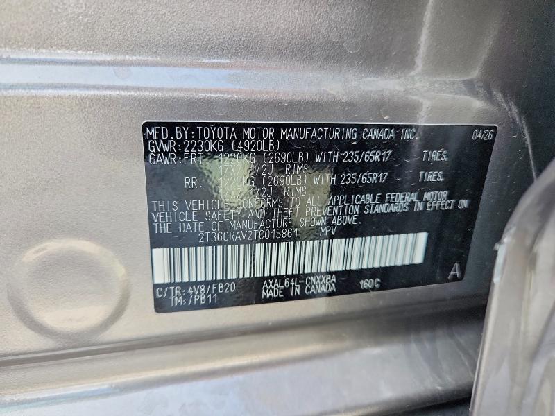 58108176 :رقم المزاد ، 2T36CRAV2TC015861 vin ، 2026 Toyota Rav4 مزاد بيع