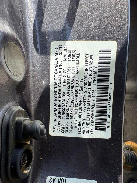 56142016 :رقم المزاد ، 2HKRM4H78EH701593 vin ، 2014 Honda Cr-v مزاد بيع