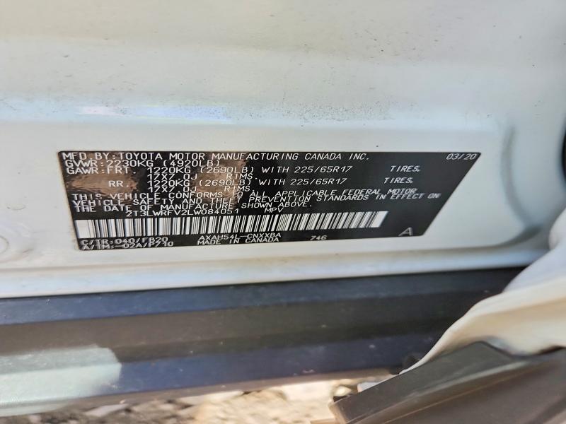 2020 Toyota Rav4 მანქანა იყიდება აუქციონზე, vin: 2T3LWRFV2LW084051, აუქციონის ნომერი: 55653016
