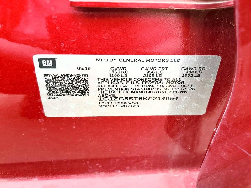 Продаж на аукціоні авто 2019 Chevrolet Malibu, vin: 1G1ZG5ST6KF214054, номер лоту: 58644106