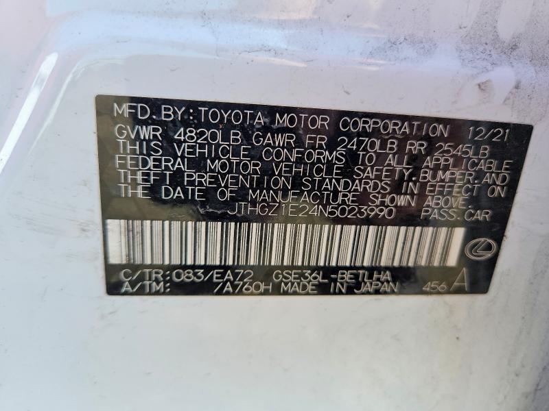 56038216 :رقم المزاد ، JTHGZ1E24N5023990 vin ، 2022 Lexus Is مزاد بيع