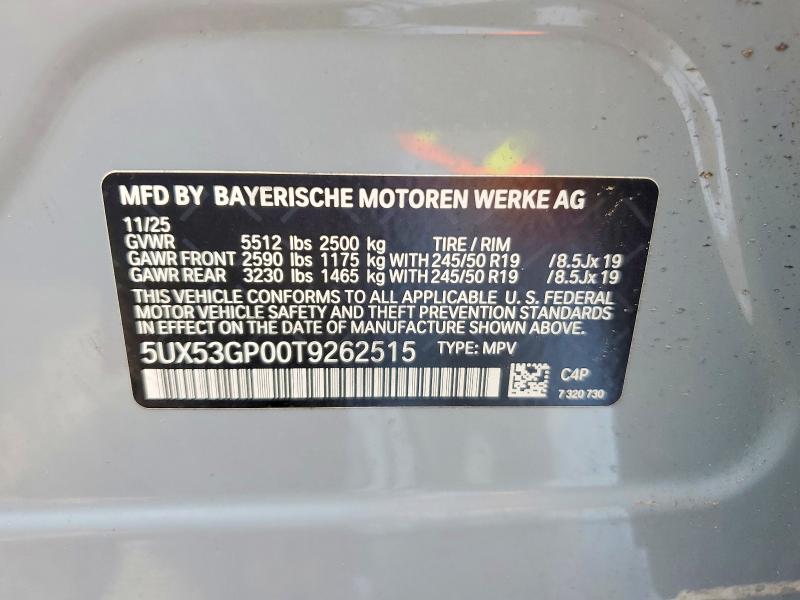 Продажа на аукционе авто 2026 Bmw X3, vin: 5UX53GP00T9262515, номер лота: 49993836