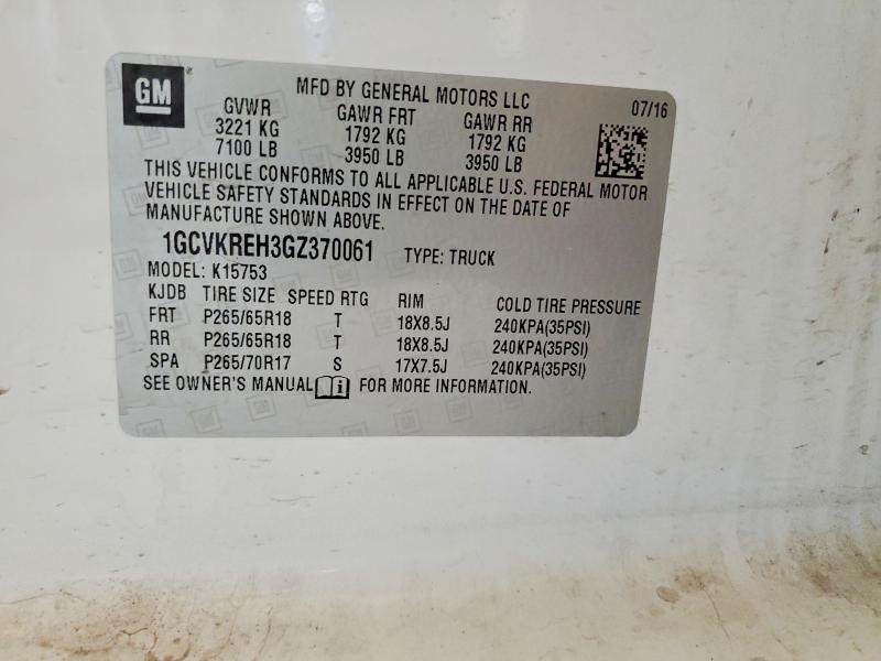 55782936 :رقم المزاد ، 1GCVKREH3GZ370061 vin ، 2016 Chevrolet Silverado مزاد بيع