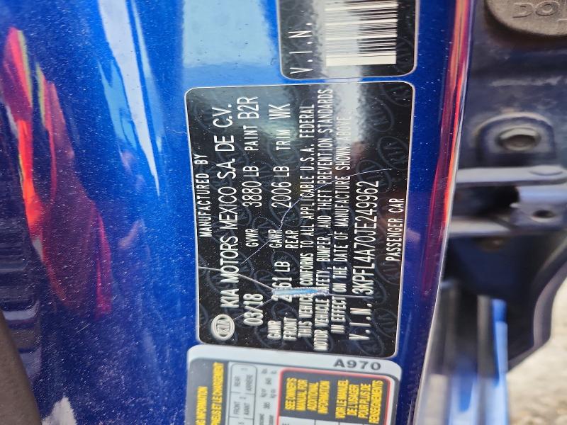 2018 Kia Forte მანქანა იყიდება აუქციონზე, vin: 3KPFL4A70JE249962, აუქციონის ნომერი: 57882066