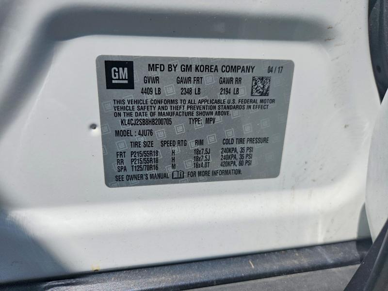 55864876 :رقم المزاد ، KL4CJ2SB8HB200705 vin ، 2017 Buick Encore مزاد بيع