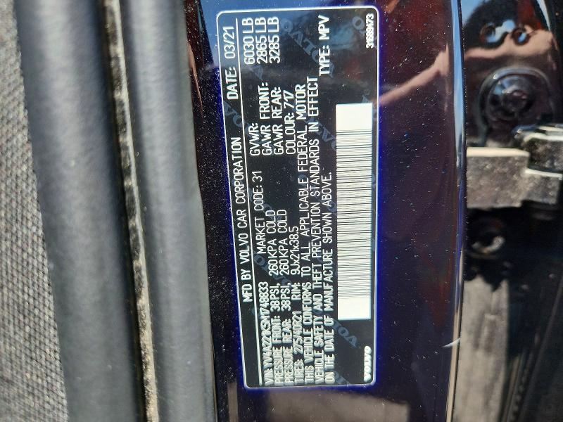 Aukcja sprzedaży 2021 Volvo Xc90, vin: YV4A221K5M1748833, numer aukcji: 56734056