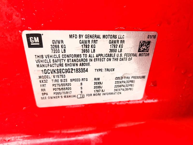 Продажа на аукционе авто 2016 Chevrolet Silverado, vin: 1GCVKSEC9GZ183354, номер лота: 57863106