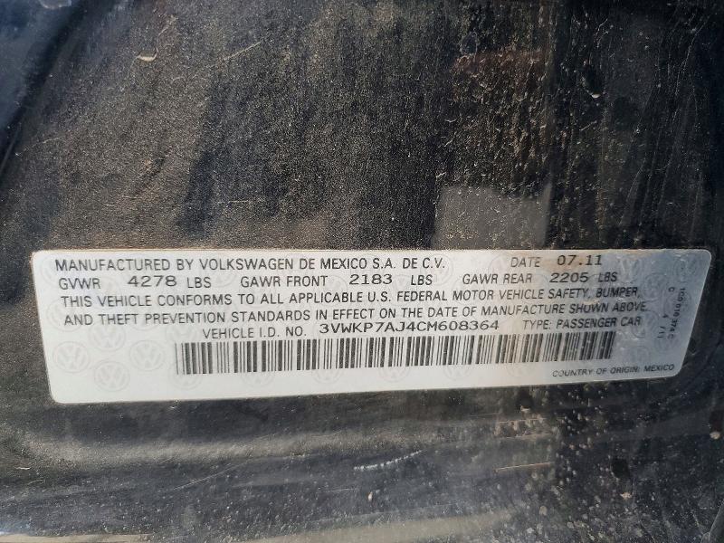 Продаж на аукціоні авто 2012 Volkswagen Jetta, vin: 3VWKP7AJ4CM608364, номер лоту: 56543616