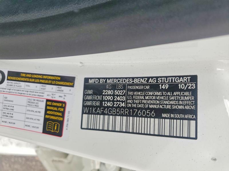 Продаж на аукціоні авто 2024 Mercedes-benz C, vin: W1KAF4GB5RR176056, номер лоту: 57668636