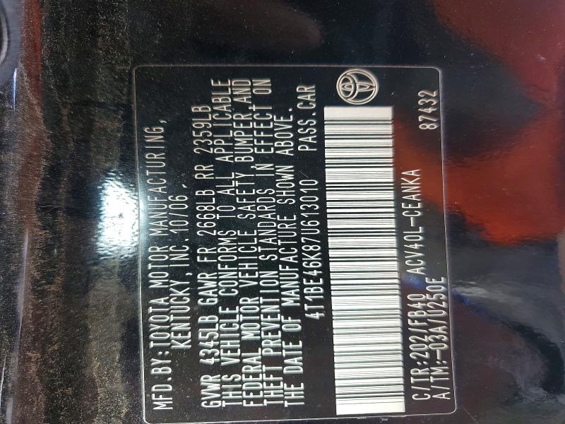 77250065 :رقم المزاد ، 4T1BE46K87U613010 vin ، 2007 Toyota Camry مزاد بيع