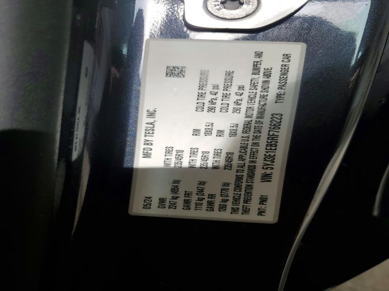 2024 Tesla Model 3 მანქანა იყიდება აუქციონზე, vin: 5YJ3E1EB5RF766223, აუქციონის ნომერი: 57217746