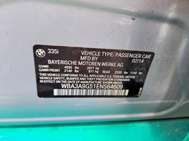 Aukcja sprzedaży 2014 Bmw 335, vin: WBA3A9G51ENS64609, numer aukcji: 57625966