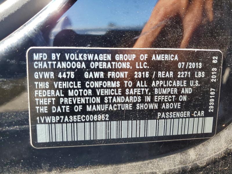 Aukcja sprzedaży 2014 Volkswagen Passat, vin: 1VWBP7A35EC006952, numer aukcji: 56615826