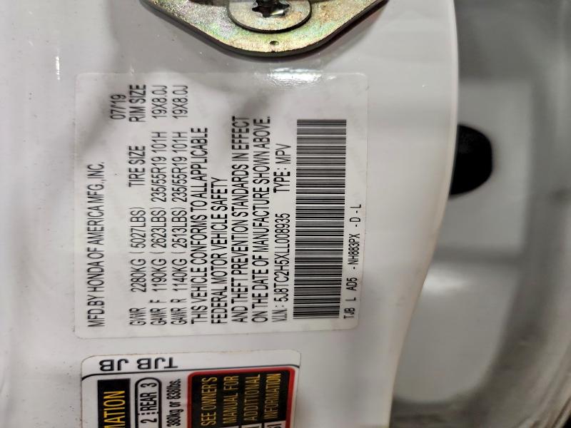 56519506 :رقم المزاد ، 5J8TC2H5XLL008935 vin ، 2020 Acura Rdx مزاد بيع